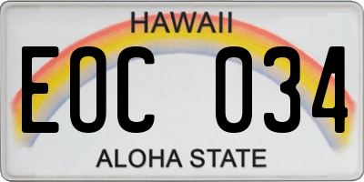 HI license plate EOC034