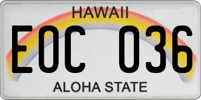 HI license plate EOC036