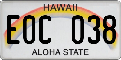 HI license plate EOC038