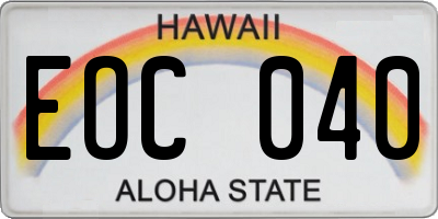 HI license plate EOC040