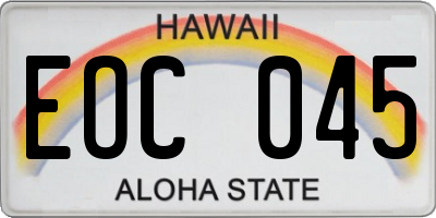 HI license plate EOC045