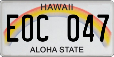 HI license plate EOC047