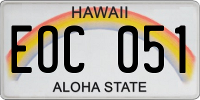 HI license plate EOC051