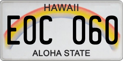 HI license plate EOC060
