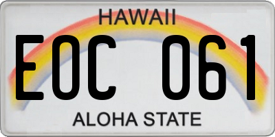 HI license plate EOC061