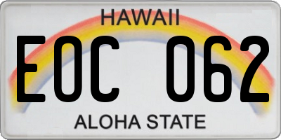 HI license plate EOC062