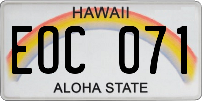 HI license plate EOC071