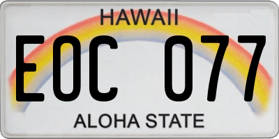 HI license plate EOC077