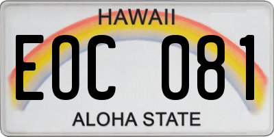 HI license plate EOC081