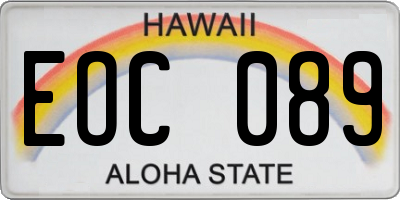 HI license plate EOC089