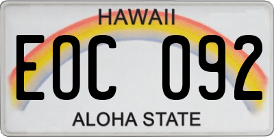 HI license plate EOC092