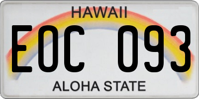 HI license plate EOC093