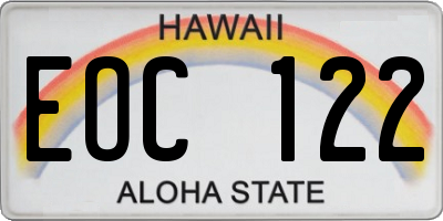 HI license plate EOC122