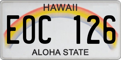 HI license plate EOC126