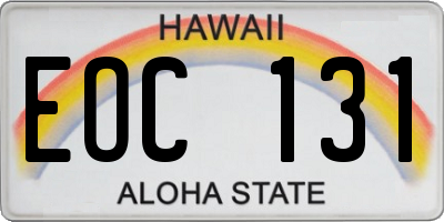 HI license plate EOC131