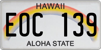 HI license plate EOC139