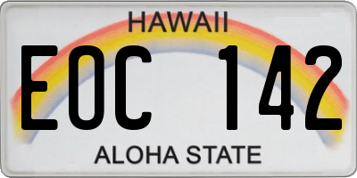HI license plate EOC142