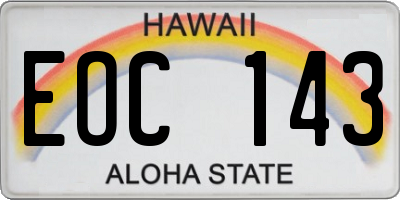 HI license plate EOC143