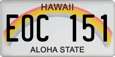 HI license plate EOC151