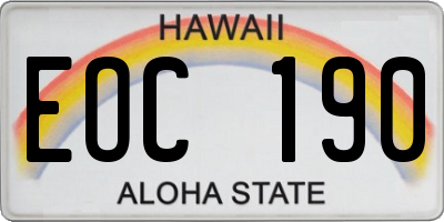 HI license plate EOC190