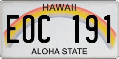 HI license plate EOC191