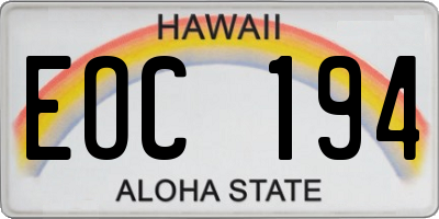 HI license plate EOC194