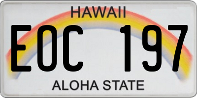 HI license plate EOC197