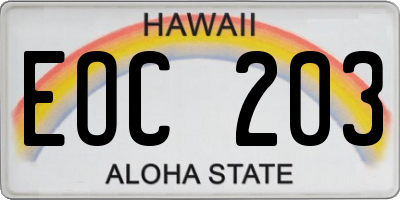 HI license plate EOC203