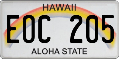 HI license plate EOC205