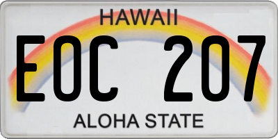 HI license plate EOC207