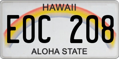 HI license plate EOC208