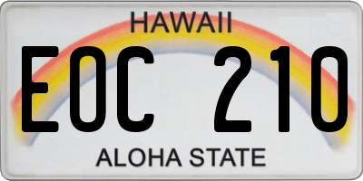 HI license plate EOC210