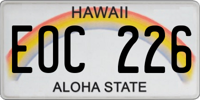 HI license plate EOC226