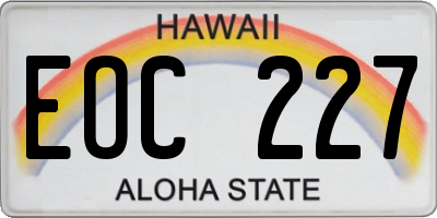HI license plate EOC227