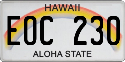 HI license plate EOC230