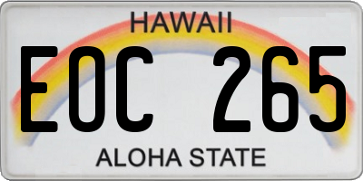 HI license plate EOC265