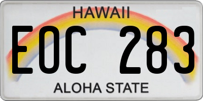 HI license plate EOC283
