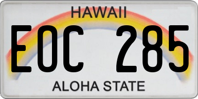 HI license plate EOC285