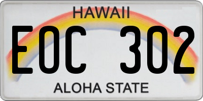 HI license plate EOC302