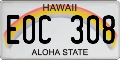 HI license plate EOC308