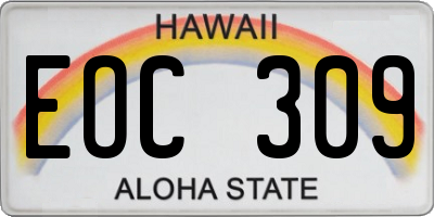 HI license plate EOC309