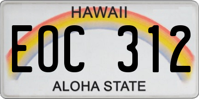 HI license plate EOC312