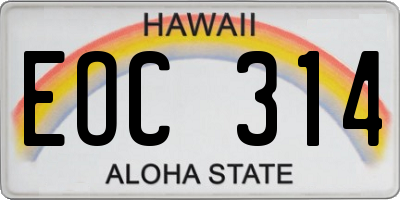 HI license plate EOC314