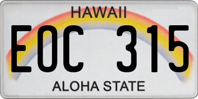 HI license plate EOC315