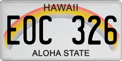 HI license plate EOC326