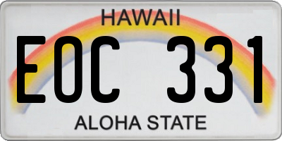 HI license plate EOC331