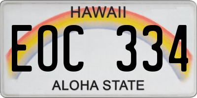 HI license plate EOC334
