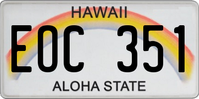 HI license plate EOC351