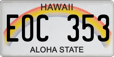HI license plate EOC353