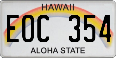 HI license plate EOC354